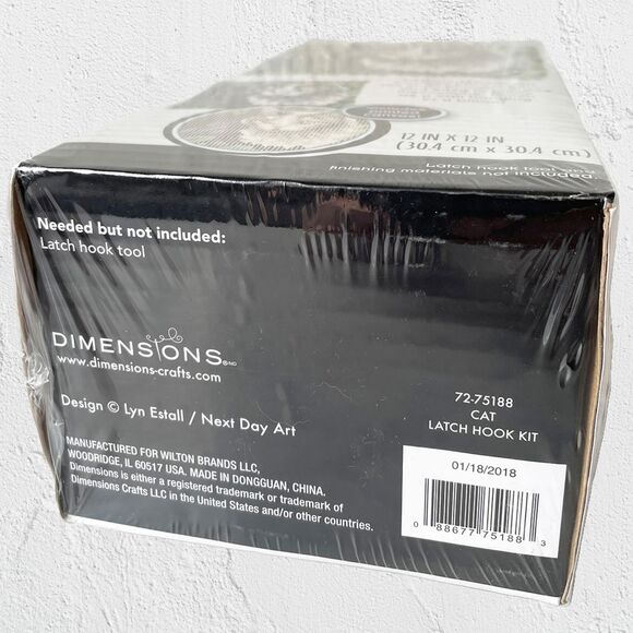 Cat Latch Hook Kit by Dimensions Kit 12" x 12" Wall Hanging/Pillow Kitty Cat - Picture 3 of 4